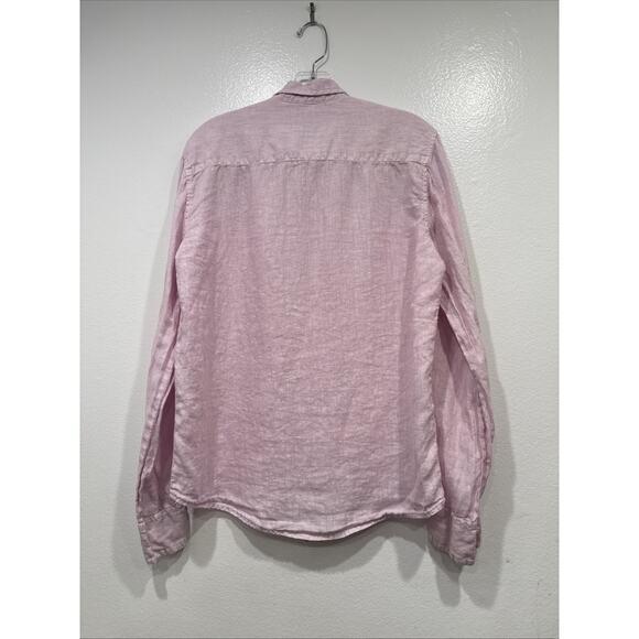 Haris Cotton Pink Linen Shirt Men's Size Small Long Sleeve Button Down READ - Picture 2 of 9